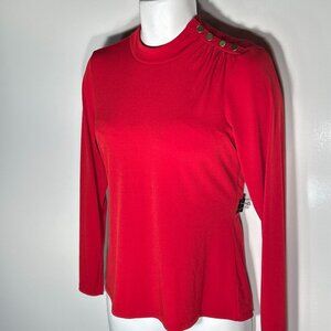 Michael Kors SZ L Red Knit Turtleneck Parisian Capsule Preppy Academia Lagenlook